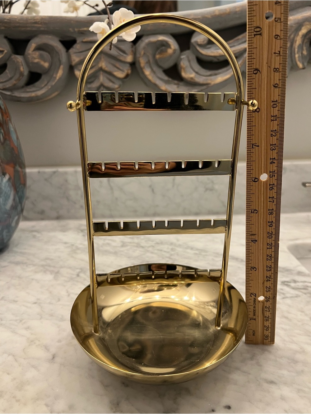Pottery Barn Gold Jewelry Holder Stand with Tray - Picture 4 of 5